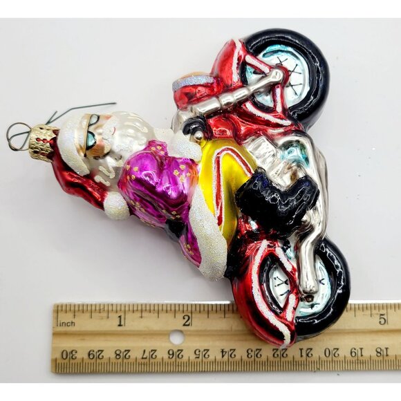 Christopher Radko 'Nicholas Racer' Santa Motorcycle Glass Ornament Vintage 2001 - Picture 8 of 8